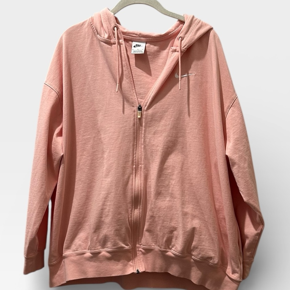 Nike Men’s XL Pink Full Zip Hoodie – Soft Fleece Lined Casual Lounge Sweatshirt